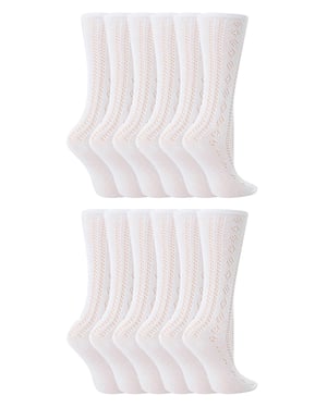 12er-Pack Mädchen Baumwollreiche Kniestrümpfe Weiß Uniform Socken - Weiß