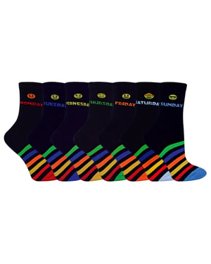 Kinder Neuheit Tage der Woche Socken | 7 Paare | Für Jungen & Mädchen