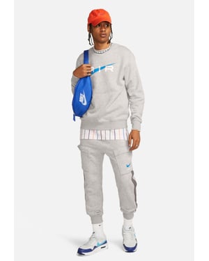 Nike Air Herren Fleece BB Crewneck Trainingsanzug in Grau