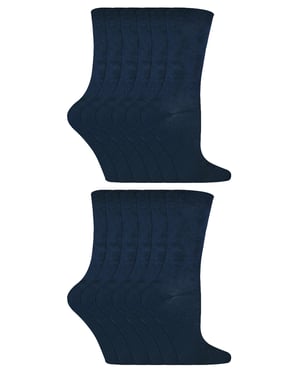 12 Paar Multipack Kinder Baumwolle bunte Casual Socken | Socken Snob | Plain Kleid Socken für Jungen & Mädchen - Navy