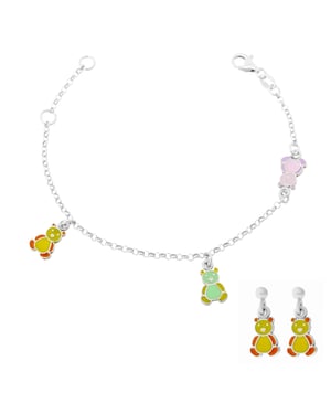 Orphelia 'Bär' Kinder-Set aus 925er Sterlingsilber: Armband + Ohrringe - Silber SET-7140/YE