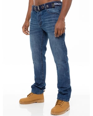 Enzo | Herren Denim Straight Fit Jeans - Blau