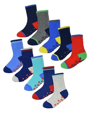 Rutschfeste Baby-Jungen-Socken | 10er-Pack | Socken-Snob | Weiche Baumwollsocken mit Sternchen-Greifern - Style 2
