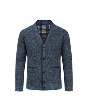 Herren Strickjacke mit Zwei Taschenknopf Stehkragen Strickjacke für den Winter Blau