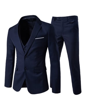 Marineblauer 3-teiliger Anzug mit Revers