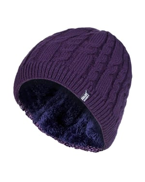 Damen gerippt Kabel stricken Fleece gefüttert Thermal gestrickt Beanie Hut