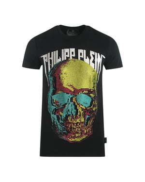 Philipp Plein Großes Mehrfarbiges Totenkopf T-Shirt Schwarz