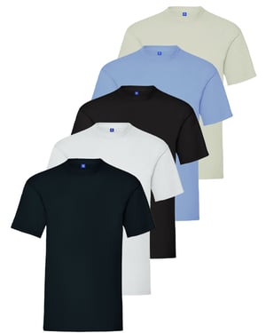 Kruze | Mens Crew Neck T-Shirts (5er Pack) - BLK/GRY/SKY/NVY/WHT