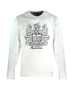 Aquascutum Large Crest Crew Neck White Sweatshirt