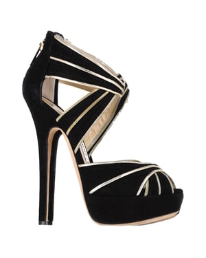 Jimmy Choo Koko Plateau-Sandalen aus schwarzem Wildleder