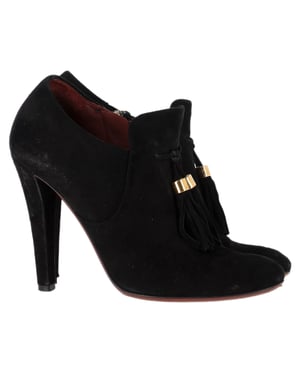 Gucci Mischa Ankle Boots mit Quasten-Detail aus schwarzem Wildleder