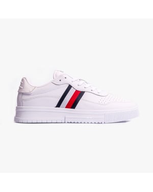 Herren SUPERCUP Streifen Leder Sneakers Weiß