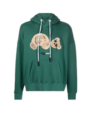 Palm Angels Kill The Bear Logo Waldgrüner Kapuzenpullover