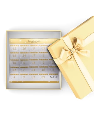 Adventskalender 12 Juwelen, 11 Perlen und 1 Überraschung - Gold und Kristall