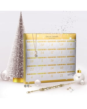 Adventskalender 13 Juwelen und 11 Perlen - Gold und Kristall