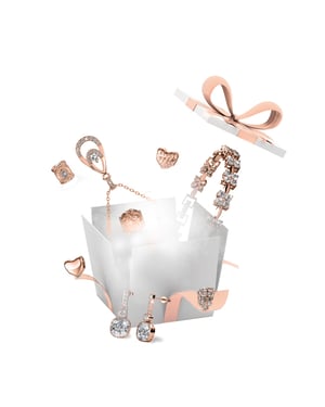 13 Juwelen und 11 Überraschungsperlen für den selbstgemachten Adventskalender - Roségold und Kristall