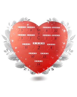 Überraschungsherz-Adventskalender - 14 Juwelen - Silber und Kristall