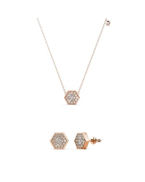 Sechseck-Sets – Roségold und Kristall