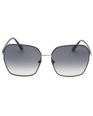 Tom Ford Claudia-02 Sonnenbrille mit rauchpolarisierten Gläsern und glänzendem Schwarz