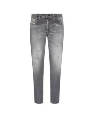 Diesel 1979 Sleenker Frayed Grey Faded Denim Jeans