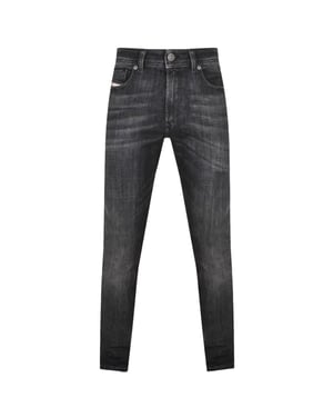 Diesel 1979 Sleenker Jeans aus verblasstem schwarzem Denim