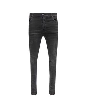 Amiri Slim Fit Distressed Amiri Logo Aged Black Denim-Jeans