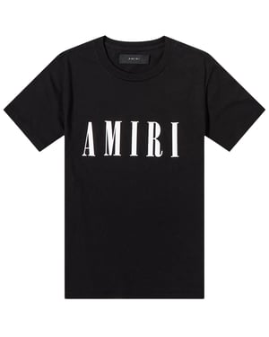 Schwarzes T-Shirt mit großem Markenlogo von Amiri