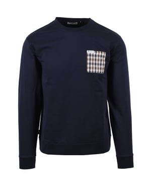 Aquascutum Ikonisches Pocket Rundhals-Sweatshirt Navy
