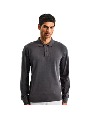 Asquith & Fox Herren Polo-Shirt, langärmlig (Holzkohle)