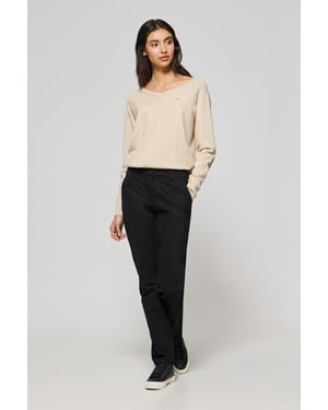 Chinohose May schwarz mit minimalistischer Polo Club Stickerei auf der Tasche