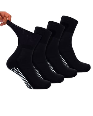 4er-Pack kurze Bambus-Diabetes-Socken mit Griffen für Männer und Frauen