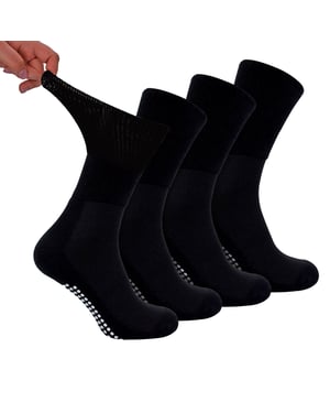 4er Pack Bambus-Diabetikersocken mit Grip für Männer und Frauen