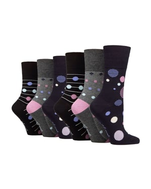 6er-Pack Damen Baumwollsocken ohne Gummi mit lockerem Oberschenkel