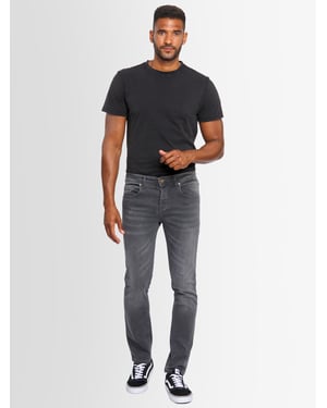 A. Salvarini Herren Jeans Slim Fit Stretch Denim 5-Pocket - Dunkelgrau