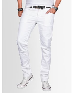 A. Salvarini Herren Jeans Slim Fit Stretch Denim 5-Pocket - Weiß