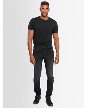 A. Salvarini Herren Jeans Slim Fit Stretch Denim 5-Pocket - Schwarz Washed