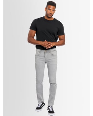 A. Salvarini Herren Jeans Slim Fit Stretch Denim 5-Pocket - Hellgrau