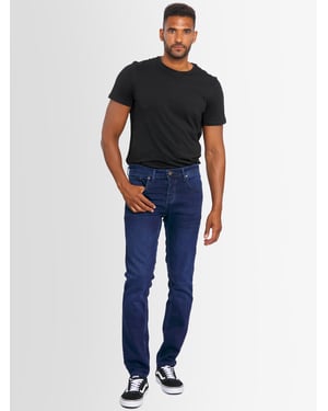 A. Salvarini Herren Jeans Slim Fit Stretch Denim 5-Pocket - Dunkelblau