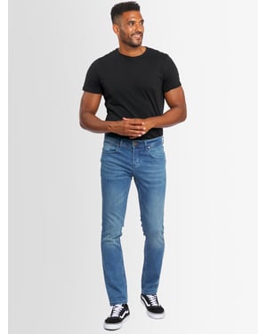 A. Salvarini Herren Jeans Slim Fit Stretch Denim 5-Pocket - Hellblau