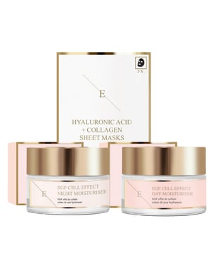 EGF Cell Effect Day Moisturiser 50ml+EGF Cell Effect Night Moisturiser 50ml + Hyaluronsäure & Kollagen Maske - 3 Blatt