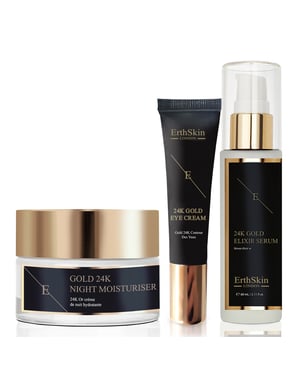 Anti-Falten-Elixier Serum 24k + ANTI-FALTEN-NachtFEUCHTIGKEITSMITTEL 24K GOLD + UNTER-AUGEN-CREME 24K GOLD