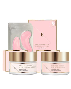EGF Cell Effect Day Moistruseir + EGF Cell Effect Night Moisturier + Rose Blossom Augenpads