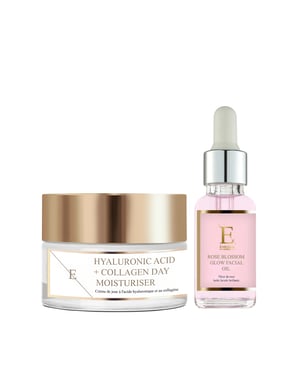 Rose Blossom Glow Gesichtsöl 30ml + Hyaluronsäure & Kollagen Tagescreme 50ml