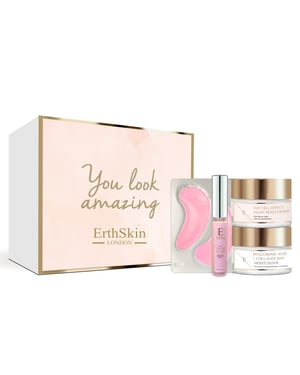 Rose Blossom Glow Lippenauffüllender Gloss + Rose Blossom Glow Hydro-Gel Augenpads + EGF Cell-Effect Nachtfeuchtigkeitscreme + Hyaluronsäure & Kollagen Tagescreme 50ml (Universelles Set)