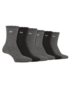 Damen 6er-Pack Bambus-Stiefelsocken | Süße Socken mit gewelltem Rand