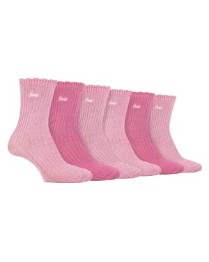 Damen 6er-Pack Bambus-Stiefelsocken | Süße Socken mit gewelltem Bund
