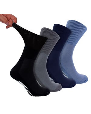 4er-Pack Bambus-Diabetikersocken mit Rutschfesten für Männer und Frauen