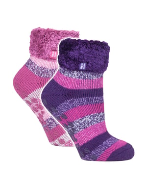 2er-Pack Damen Weiche Lounge-Socken mit Grip