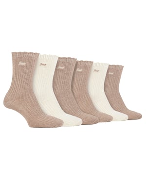 Damen 6er Pack Bambus-Stiefelsocken | Süße Socken mit gewelltem Rand