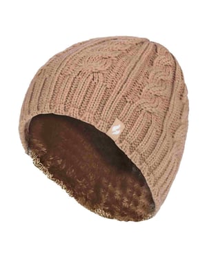 Damen Kabelstrick 3,4 Tog Fleece-Futter Thermo Wintermütze